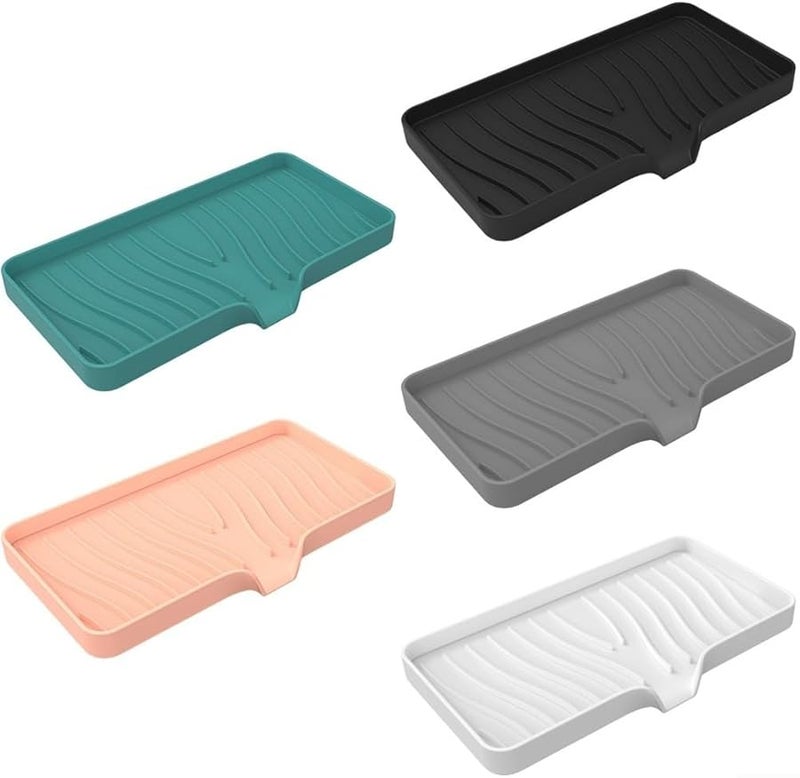 Gray Silicone Drying Mat with Drain Lip Waterproof Heat Resistant for Kitchen Tableware Sink Organizer - Image 4